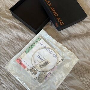 Alex and Ani Silver 'Mom' Charm Bangle